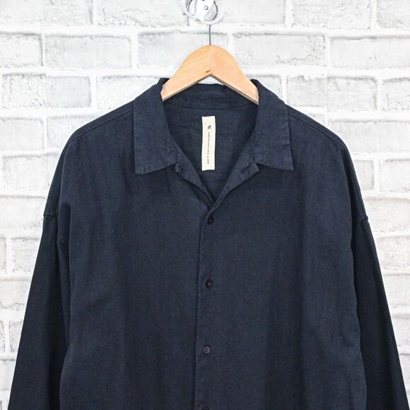 Prospective Flow Tai Thistle oversized hemp cotton shirt Navy blue size Small - Picture 4 of 7